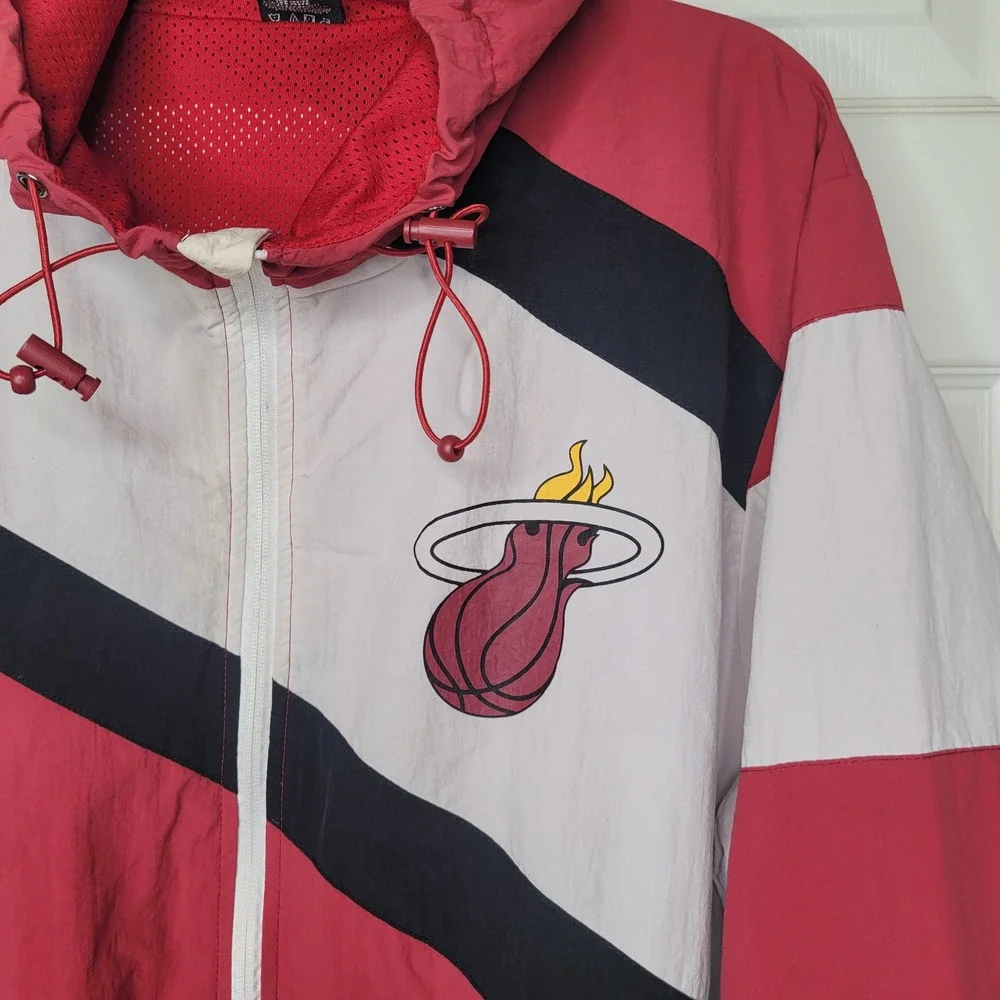 NBA Miami Heat Windbreaker Mens L Colorblock Hooded Full Zip Jacket